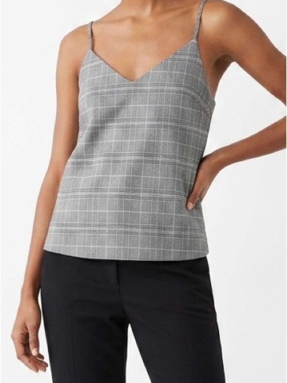 Banana Republic Grey Glen Plaid Camisole V-Neck Tank Top Size XS